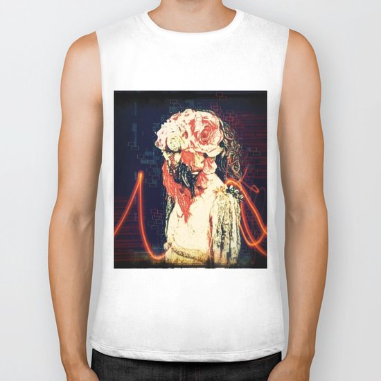 blood face flower face Biker Tank