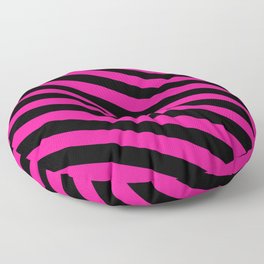 [ Thumbnail: Black and Deep Pink Colored Lines/Stripes Pattern Floor Pillow ]