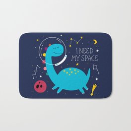 Cute dinosaur in space. Dinosaur astronaut. Bath Mat