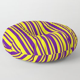[ Thumbnail: Indigo and Yellow Colored Lines/Stripes Pattern Floor Pillow ]
