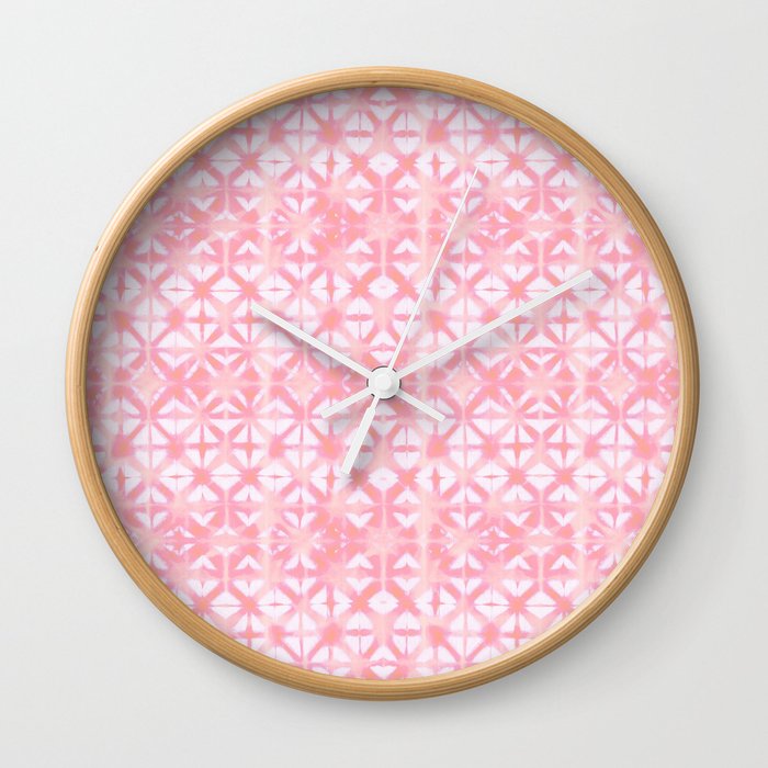 Pink coral grid Wall Clock