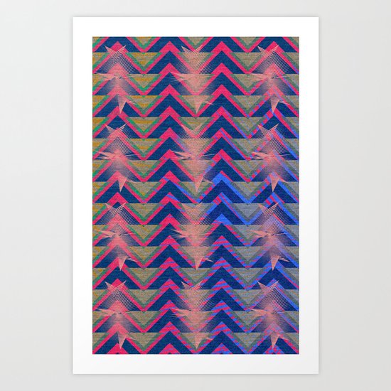 Chevron and Geometric with pink Art Print
