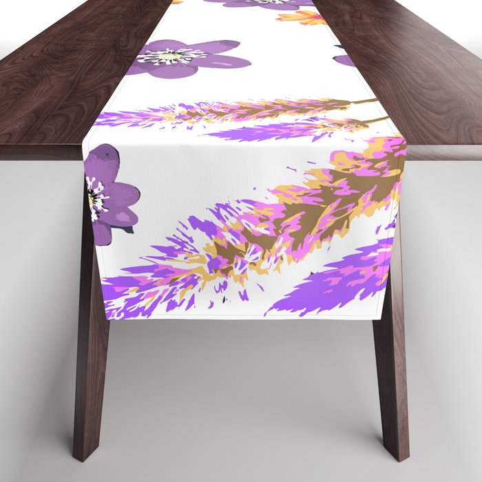 Flower daisy pattern cute lavender  Table Runner