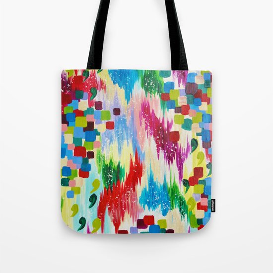 'TIS THE SEASON - Cheerful Christmas Seasonal Holidays Abstract Acrylic Painting Chevron Snow Tote Bag