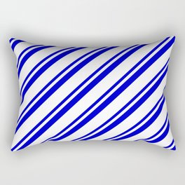 [ Thumbnail: Blue & White Colored Striped Pattern Rectangular Pillow ]
