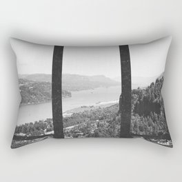 Window to Oregon and the Columbia River Gorge | Black and White Photography Rectangular Pillow