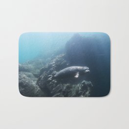 Harbor Seal Bath Mat | Blue, Water, Seal, Ocean, Photo, Marine, Animal, Wildlife, Harborseal, Digital 