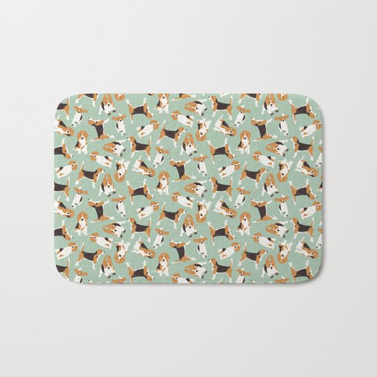 beagle scatter mint Bath Mat