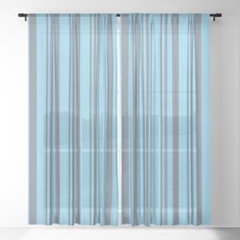[ Thumbnail: Slate Gray & Sky Blue Colored Stripes/Lines Pattern Sheer Curtain ]