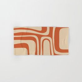 Palm Springs - Midcentury Modern Retro Pattern in Mid Mod Beige and Burnt Orange Hand & Bath Towel