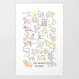 Odd Animals Alphabet Art Print