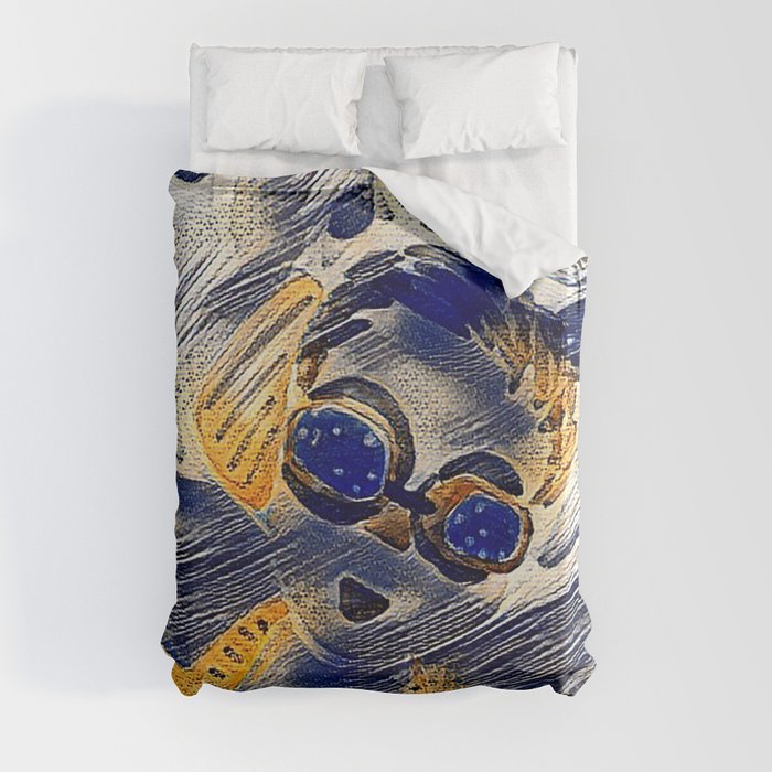 A girl swimming under the water in a pool illustration design Duvet Cover