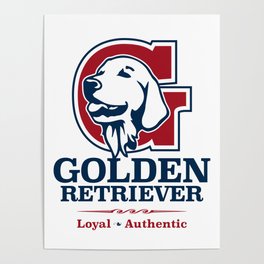 Golden Retriever University in Red & Blue Poster | Dog, Goldenretriever, Collegiatedesign, Graphicdesign 