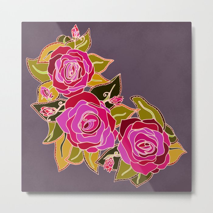 With The Roses Metal Print