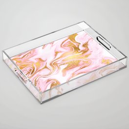 Rose Gold Marble Agate Geode Acrylic Tray