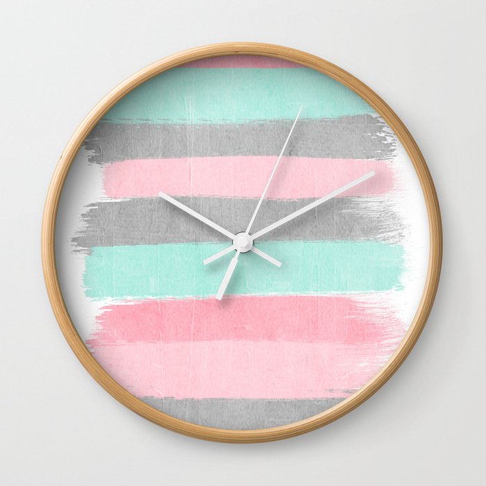 Martine - brushstrokes abstract minimal modern art print dorm college nursery gender neutral Wall Clock