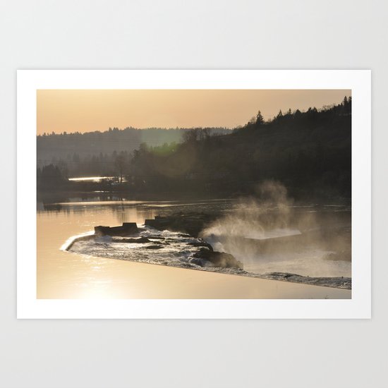 SUNSET OVER WILLAMETTE FALLS Art Print