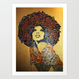 All The Pretty Things II Art Print | Colorful, Pattern, Flowers, Afro, Fashion, Woman, Color, Metallic, Dianaross, Collage 