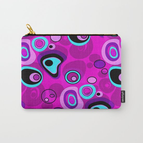 Abstract black and pink , turquoise polka dot pattern . 2 Carry-All Pouch