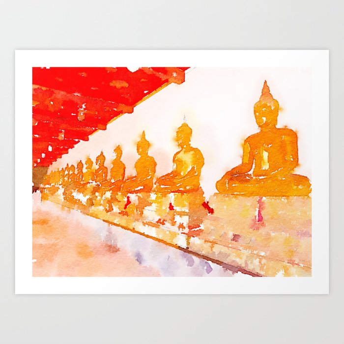 Buddhas, Red and Orange Art Print