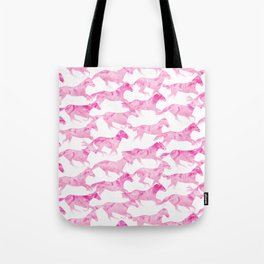 Watercolor Horses Pattern - Pink Tote Bag