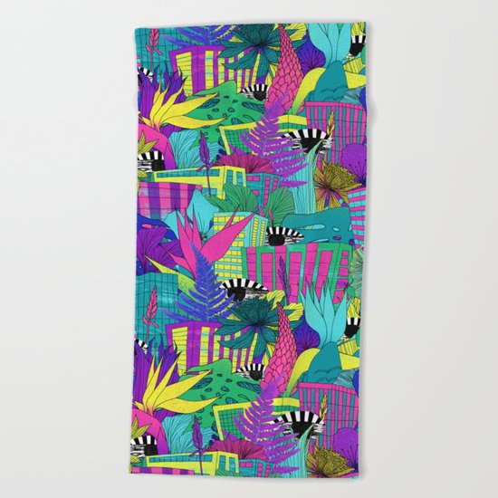 the city is a jungle Beach Towel