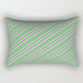 [ Thumbnail: Lime Green and Plum Colored Pattern of Stripes Rectangular Pillow ]