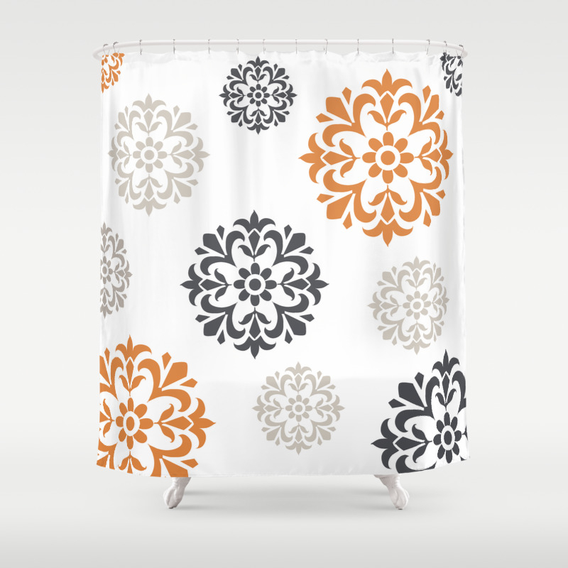 Flowers In Grey And Mustard Shower Curtain By Baronykarony Society6
