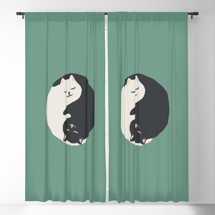 Hidden cat 26g Green yin yang hug Blackout Curtain