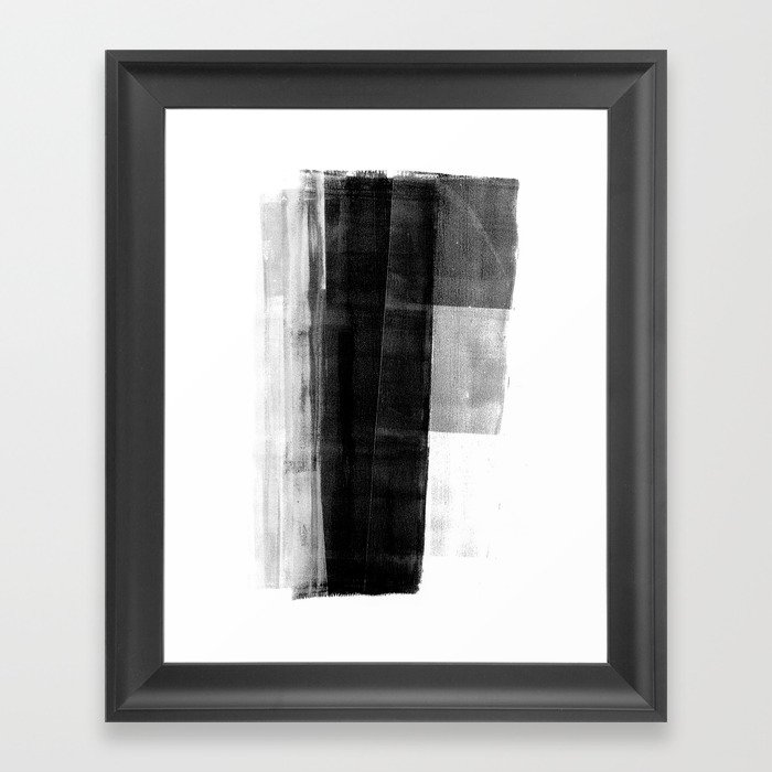 Monolith - Black and White Minimalist Abstract Monotype Framed Art Print