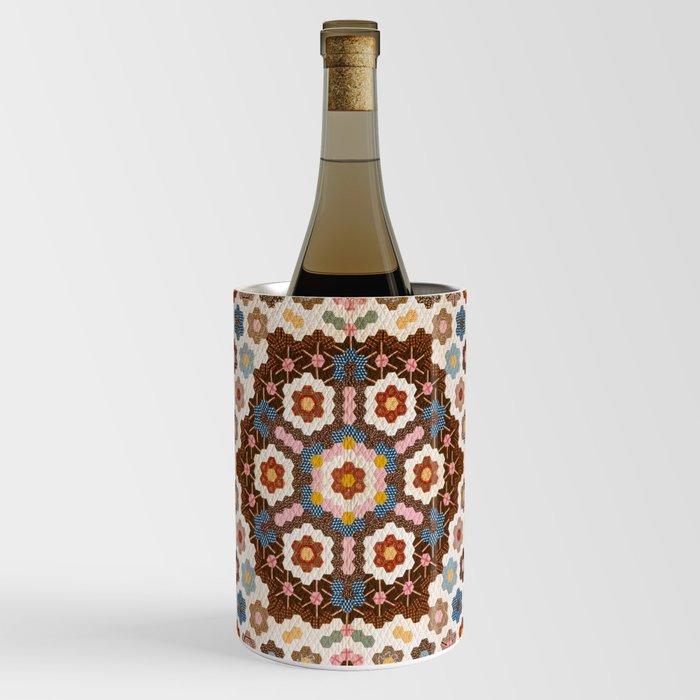 Antique Honeycomb Quilt Textile  Wine Chiller