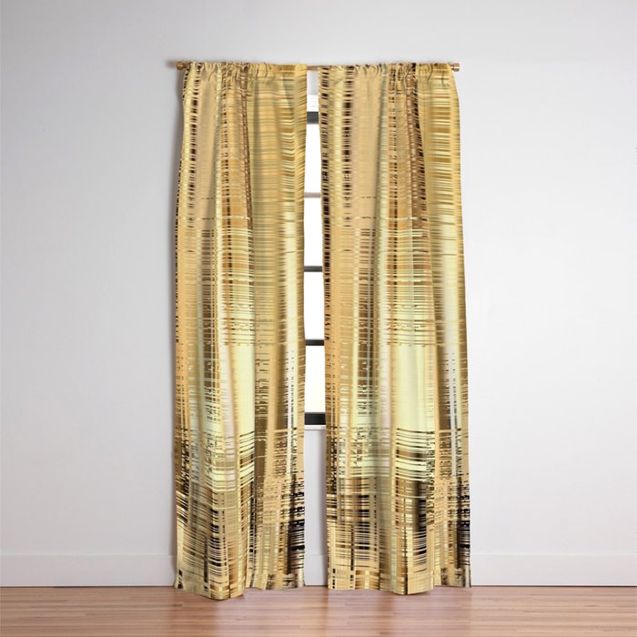 Golden Brown Black White Beige Striped Pattern Blackout Curtain By
