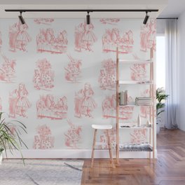 Alice Adventures Toile - Pink & White Wall Mural