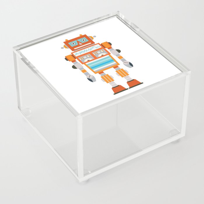 Orange Robot Retro Toy Acrylic Box