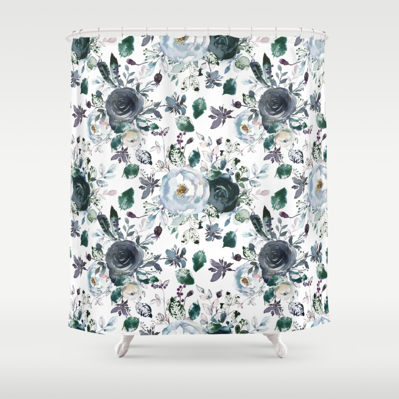 blue and green shower curtain