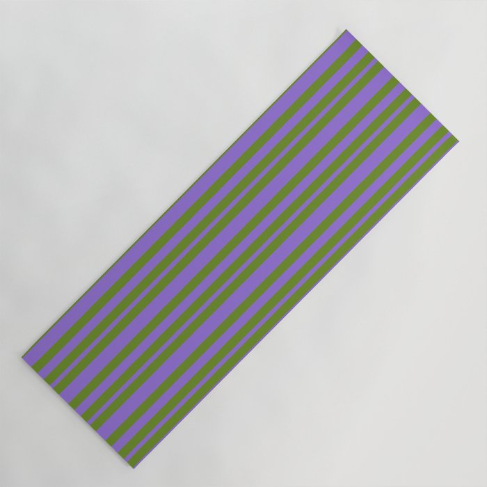 Green and Purple Colored Lines Pattern Yoga Mat