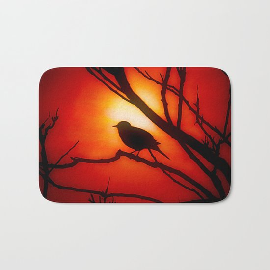 Blackbird in the morning light Bath Mat