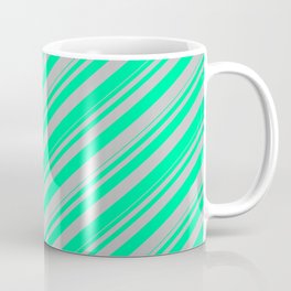[ Thumbnail: Green & Grey Colored Lines Pattern Coffee Mug ]