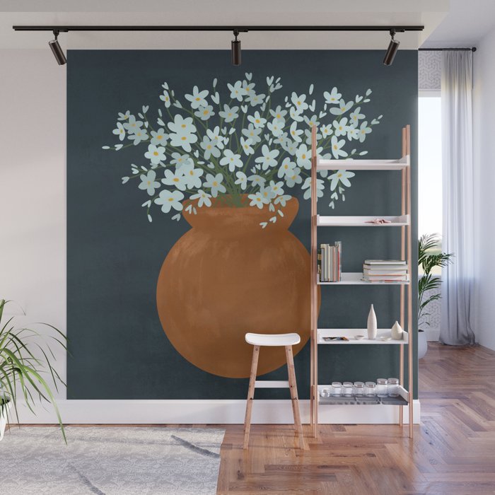 Vase no. 33 with forget me not Wall Mural