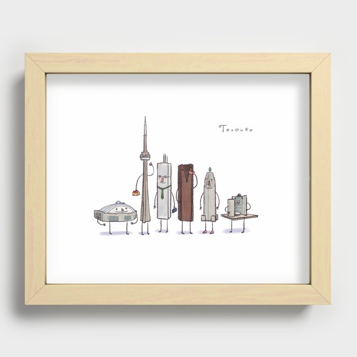 Toronto skyline art print Recessed Framed Print