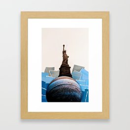Blue Liberty Collage Framed Art Print