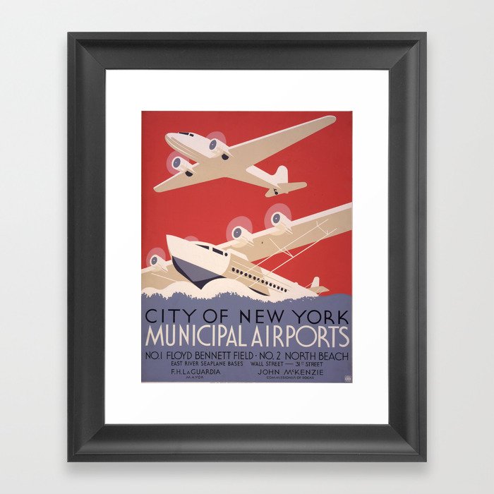 New York Municipal Airports Travel Poster Print New
