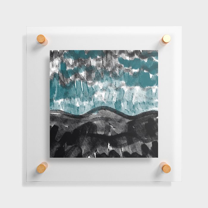 Mountains from a Dream - Contemporary Abstract in Black and Green 1 Floating Acrylic Print