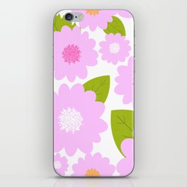 Cheerful Pink Summer Flowers On White iPhone Skin