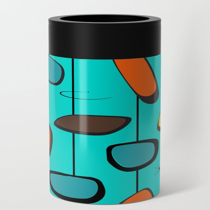 Mid Century Modern Inspired Teal Design Can Cooler