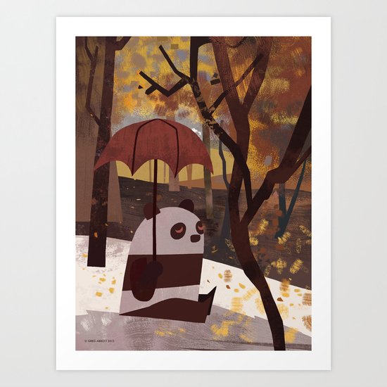 Panda Is Ready For Autumn Art Print