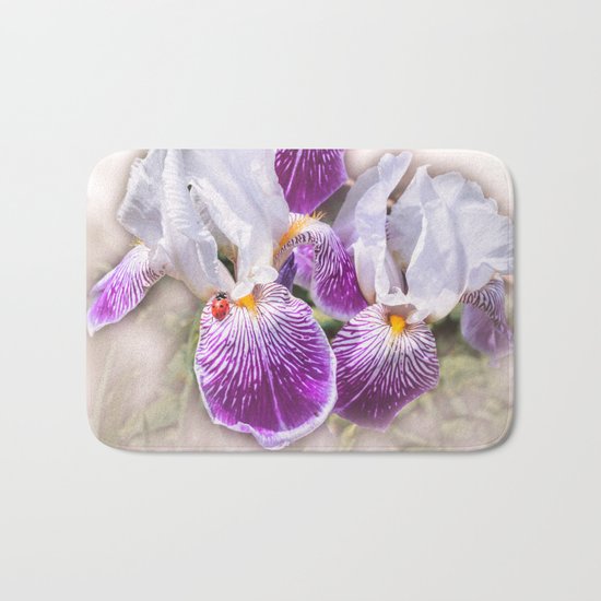 Gladiolus and ladybug Bath Mat