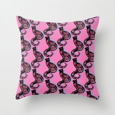 Swirly Cats 1 Throw Pillow