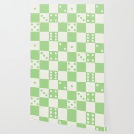 Checkered Dice Pattern (Creamy Milk & Spring Green Color Palette) Wallpaper