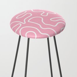 Squiggle Maze Minimalist Abstract Pattern in Bubblegum Pink Counter Stool